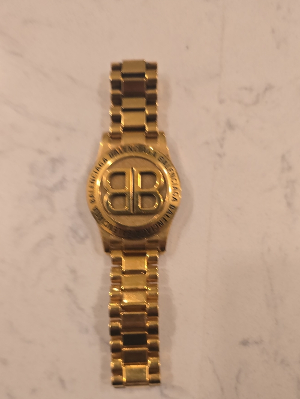 Balenciaga Gold Tone Bracelet with Double B Logo - Picture 2 of 4